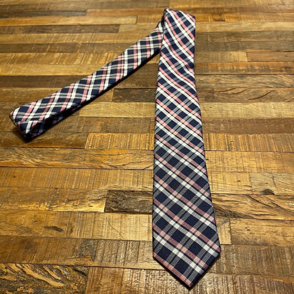 NORDSTROM KIDS l Navy and Pink Plaid Tie